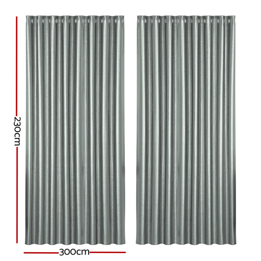 Artiss 2X Blockout Curtains Eyelet 300x230cm Grey Shine