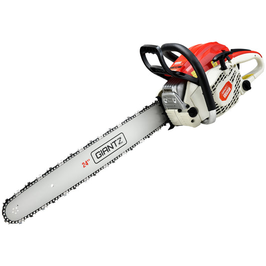 Giantz Chainsaw Petrol 65CC 24" Bar Commercial E-Start Pruning Chain Saw