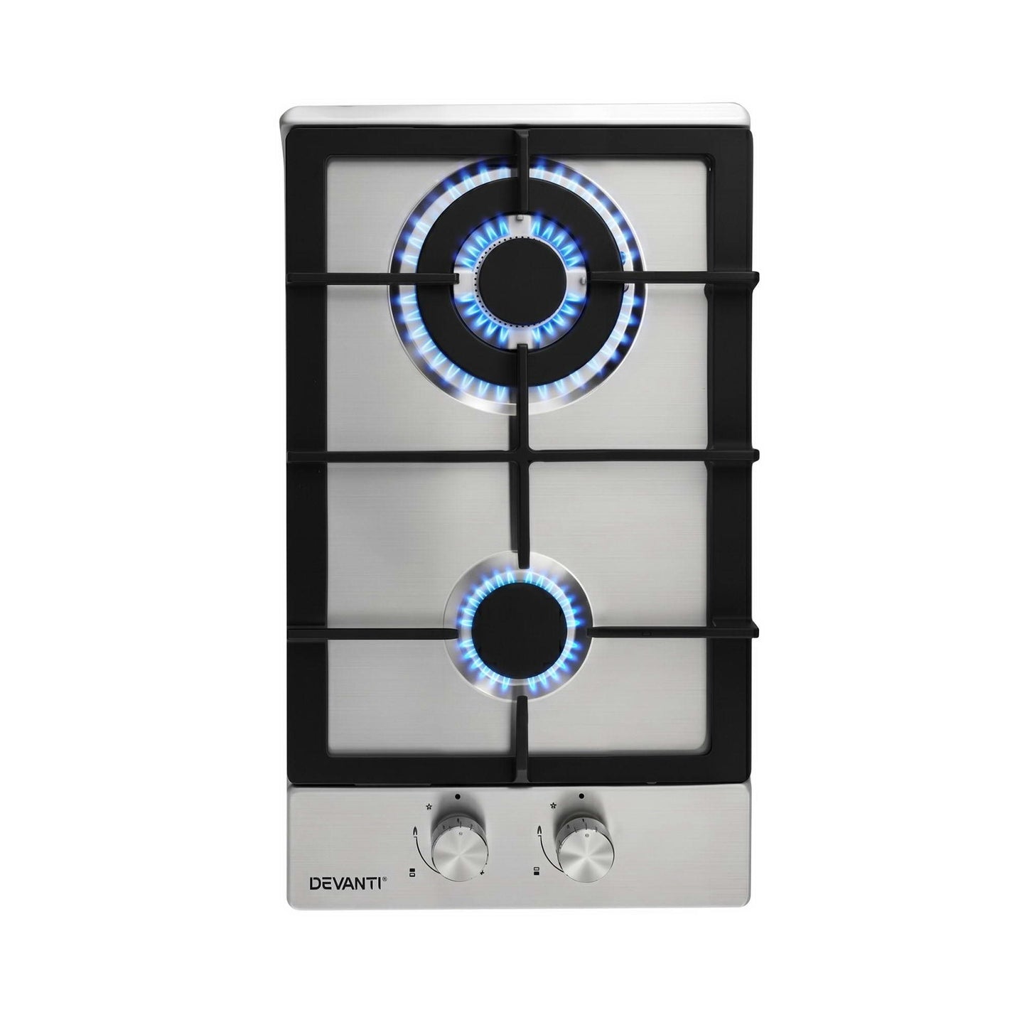 Devanti Gas Cooktop 30cm 2 Burner Silver
