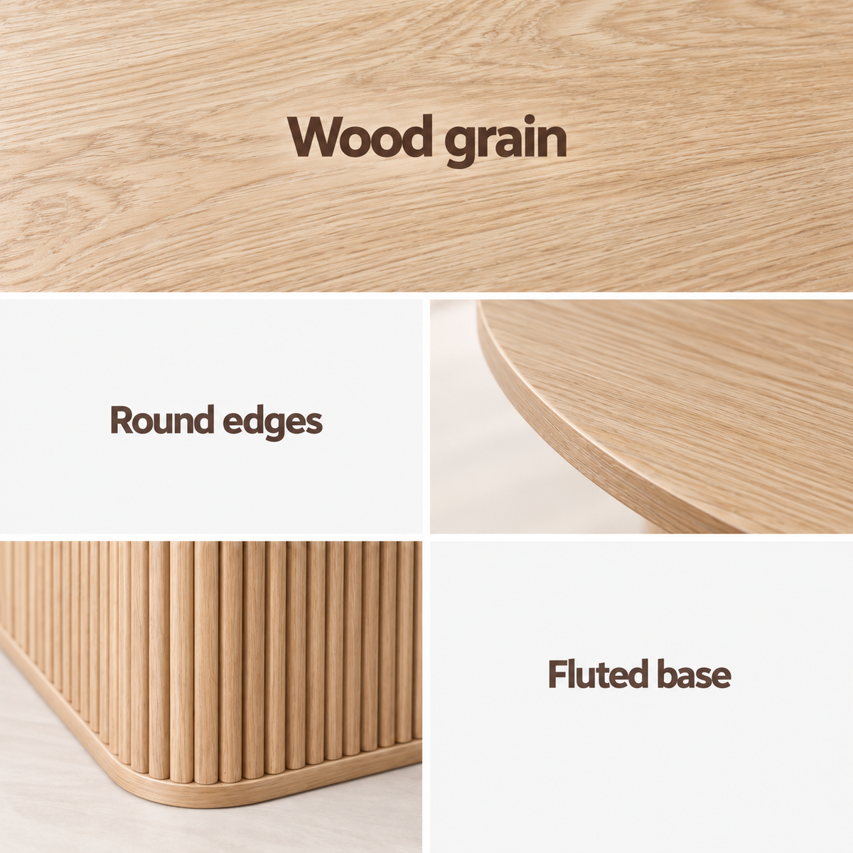 Artiss Modern Round Dining Table with Hidden Storage Base 80cm Natural Wood