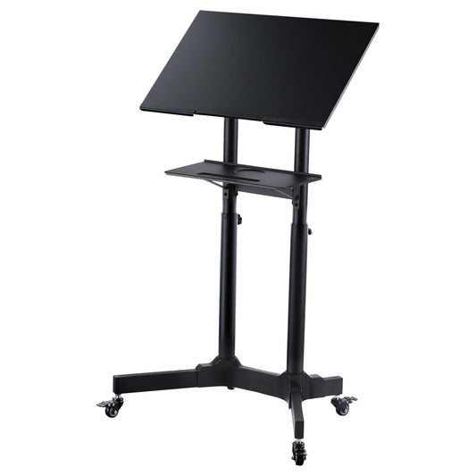 Artiss Mobile Lectern Stand, Adjustable Sit-to-Stand Presentation Podium w/ Wheels Black