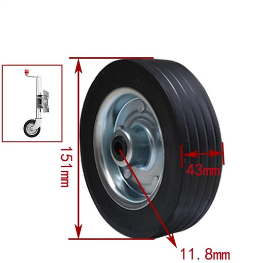 6" 150MM Heavy Duty 500KG 1100LB Solid Rubber Wheel for Jockey Wheel Replacement
