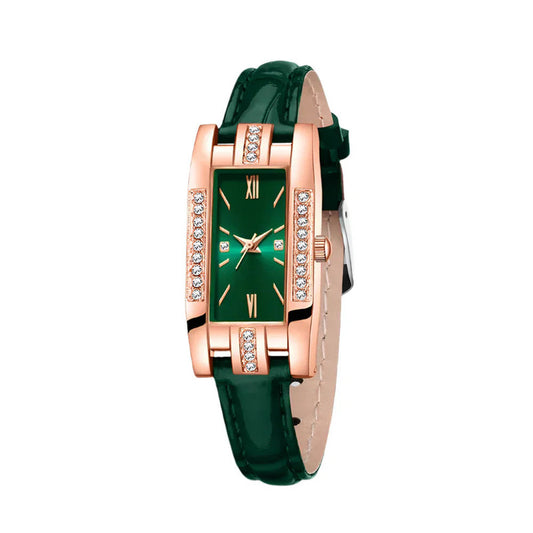 Green Womens Quartz Watch Jewelry Gift Set