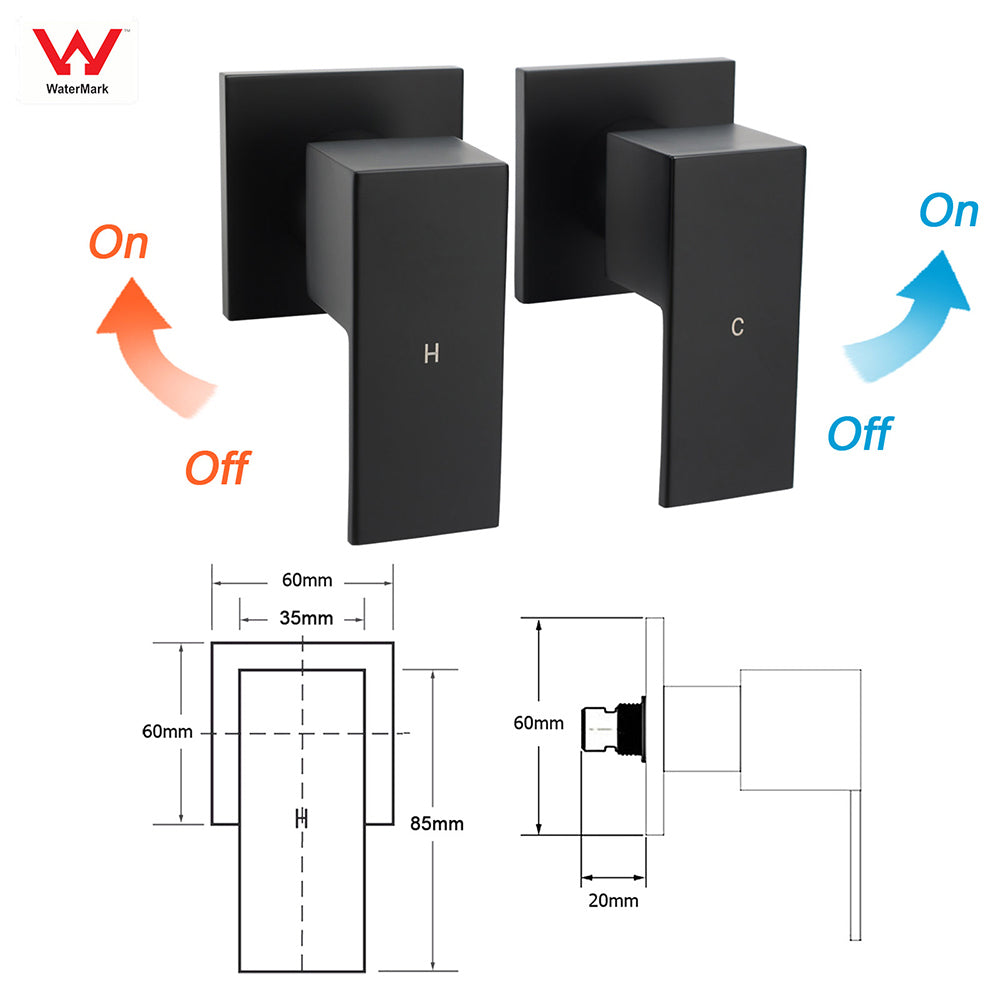WELS Matt Black 8" Rainfall Shower Head 3 Modes Handheld Wall Rail Arm 2in1 Taps Set