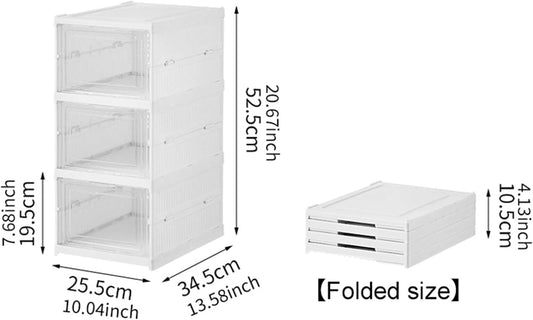 CARLA HOME 3-Tier Stackable Shoe Storage Box Organizer with Clear Door for Closet, Entryway or Cabinet