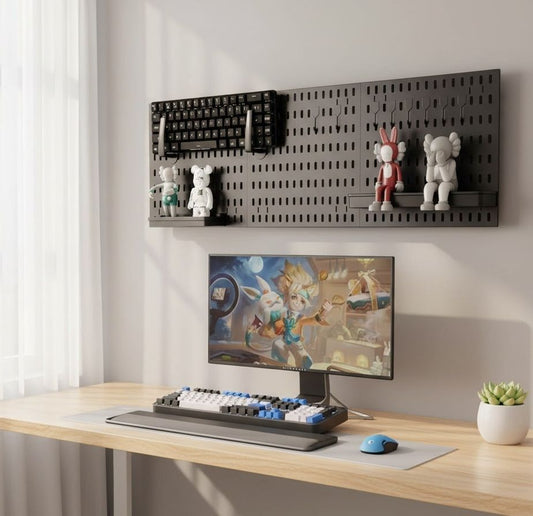 CARLA HOME Pegboard Wall Organizer Kit with 3 Modular Black Panels & 17 Accessories for Gaming, Office & Craft Storage
