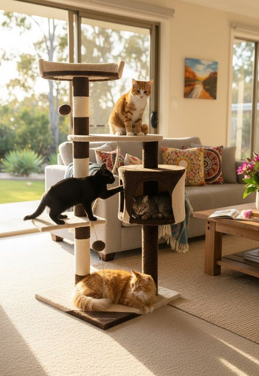 CARLA HOME 140cm Cat Tree for Indoor Cats with Plush Perch, Sisal Scratching Posts & Condo for Kittens & Adult Cats (Beige)