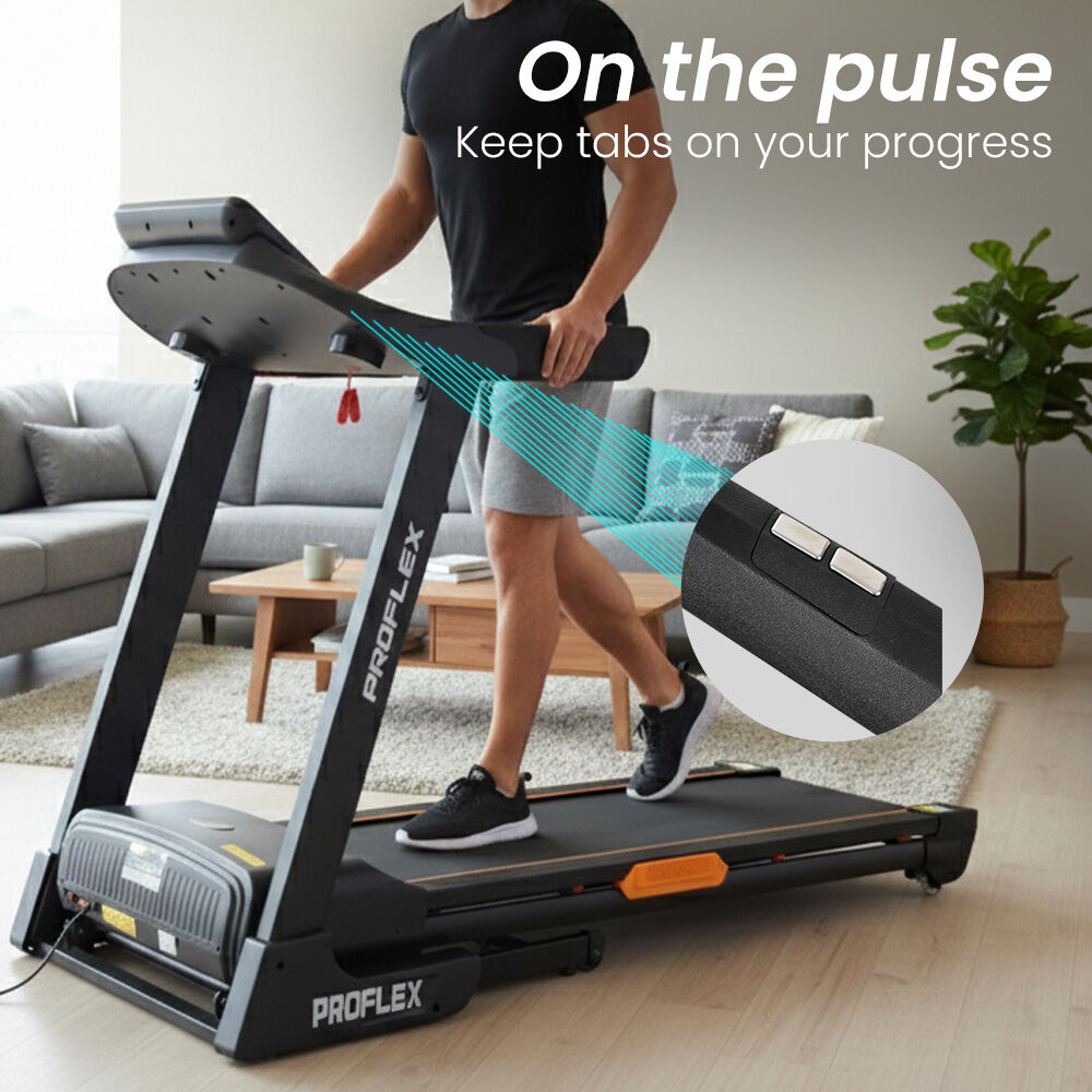 Proflex TRX9s Electric Treadmill, Large Size, 450mm Belt, 10-inch display, Foldable, Suspension, Auto Incline, WiFi, Bluetooth, Pulse Sensors