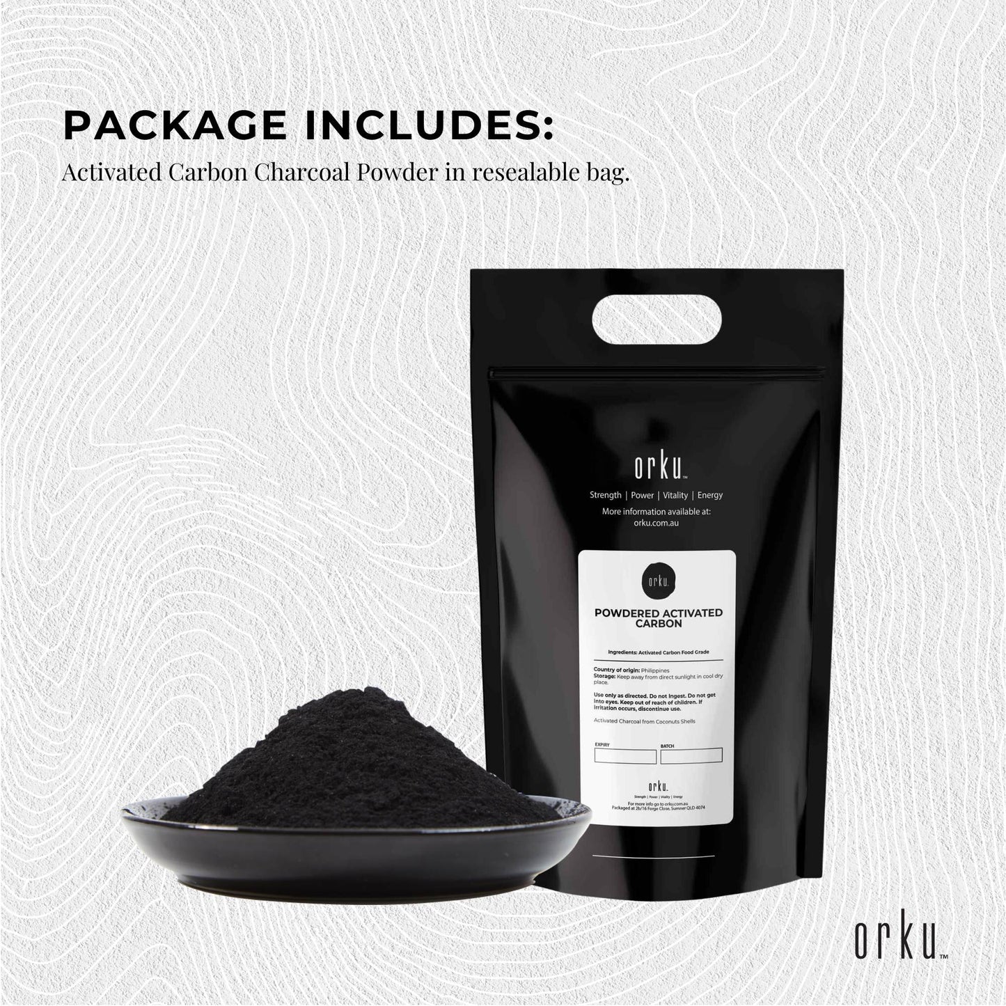 Orku 10Kg Activated Carbon Powder Coconut Charcoal - Water Filtration