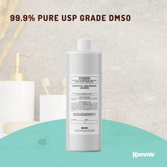 Kemmie 1L DMSO Liquid 99.9% Pure - USP Grade Dimethyl Sulfoxide Solvent