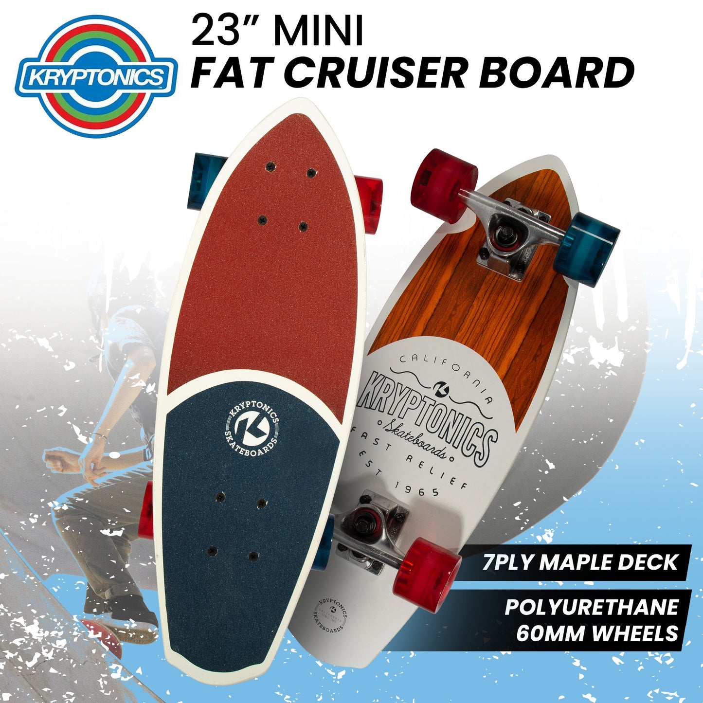 Bravo Sports Kryptonics 23-inch Mini Fat Cruiser Board In Liberty Blue