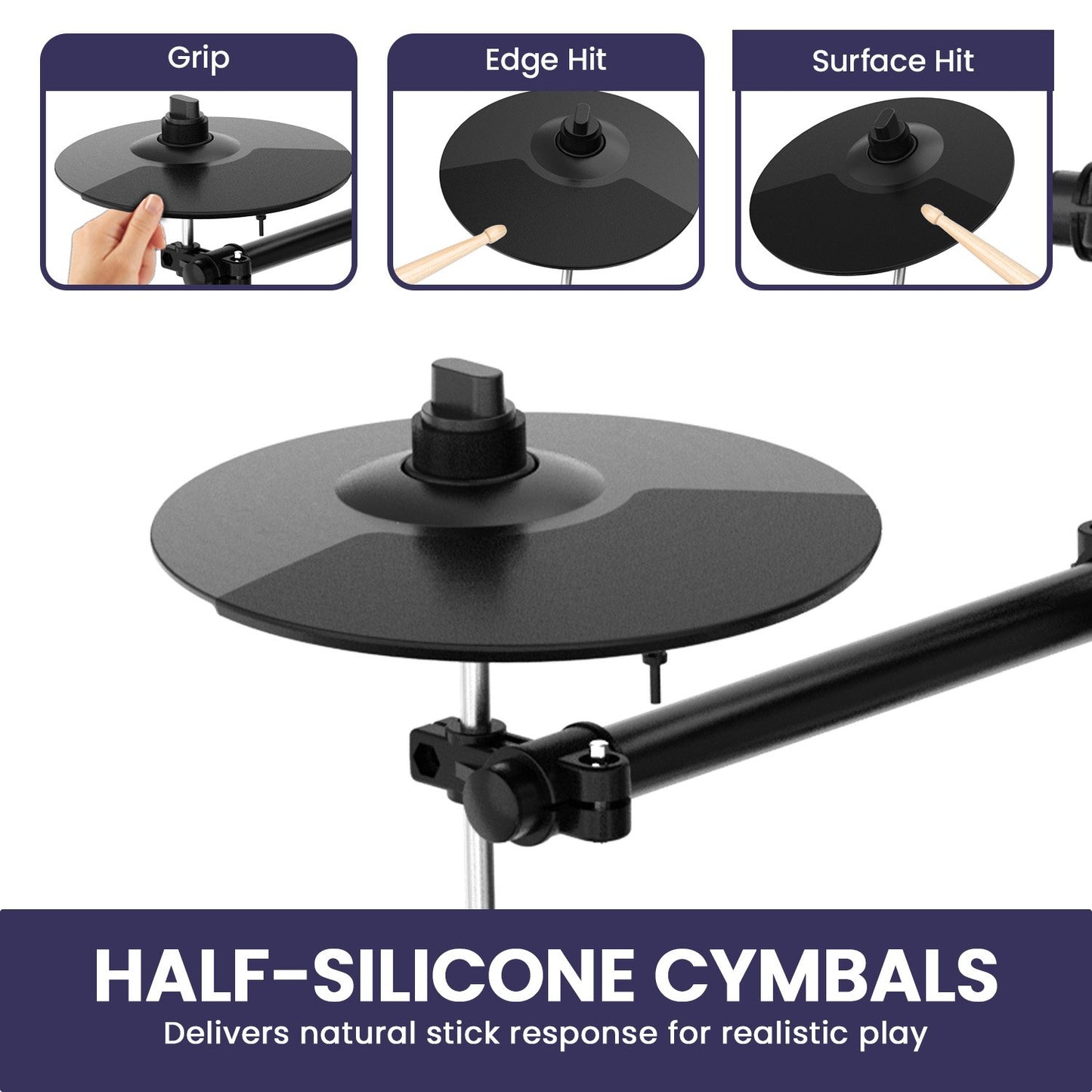 Karrera 18S Electronic Drum Kit Mesh Pads 8in Snare Bluetooth Sounds USB/MIDI Output Kick Pedals Drum Coach & Metronome