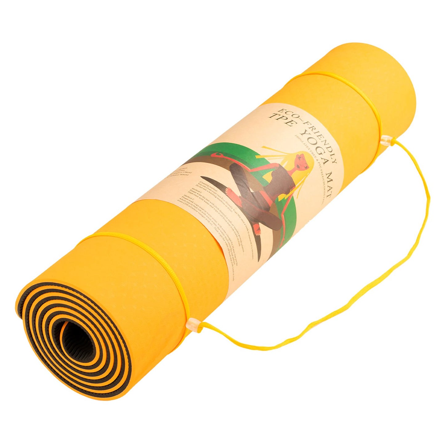 Powertrain TPE Yoga Exercise Mat Home Gym Pilates Fitness 8mm Thick in Orange