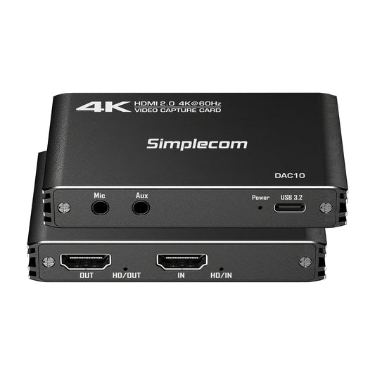 Simplecom DAC10 HDMI 2.0 to USB 4K@60hz Video Capture Card Stream and Record in 4K 60FPS