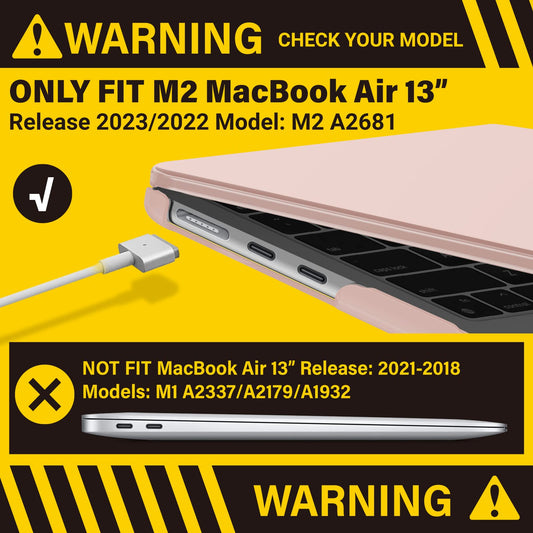 Suitable for 2023 2022 MacBook Air 13 inch case M2 Model A2681 Hard Shell Case Keyboard Cover Sold Pink