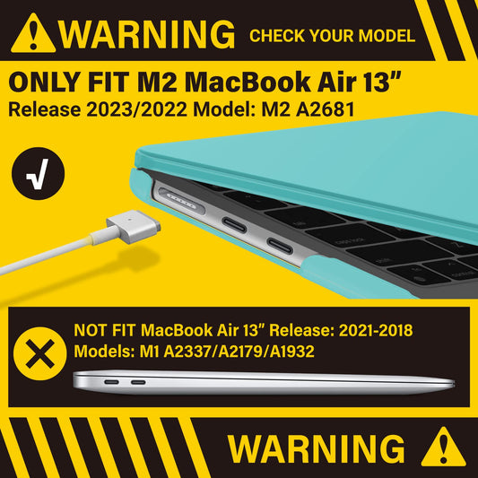 Suitable for 2023 2022 MacBook Air 13 inch case M2 Model A2681 Hard Shell Case Keyboard Cover Turquoise