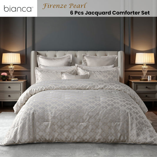 Bianca Firenze Pearl 6 Pcs Jacquard Geometric Comforter Set Super King