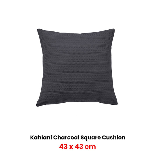 Bianca Kahlani Charcoal Waffle Square Filled Cushion 43 x 43cm