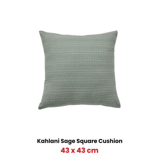 Bianca Kahlani Sage Waffle Square Filled Cushion 43 x 43cm