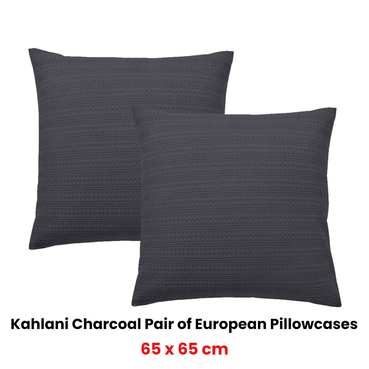 Bianca Pair of Kahlani Charcoal European Pillowcases 65 x 65cm