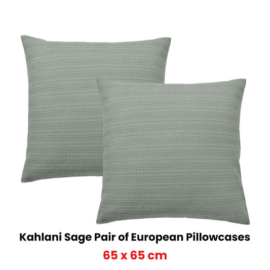 Bianca Pair of Kahlani Sage European Pillowcases 65 x 65cm
