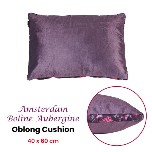KAAT Amsterdam Boline Aubergine Velvet Oblong Filled Cushion 40cm x 60cm