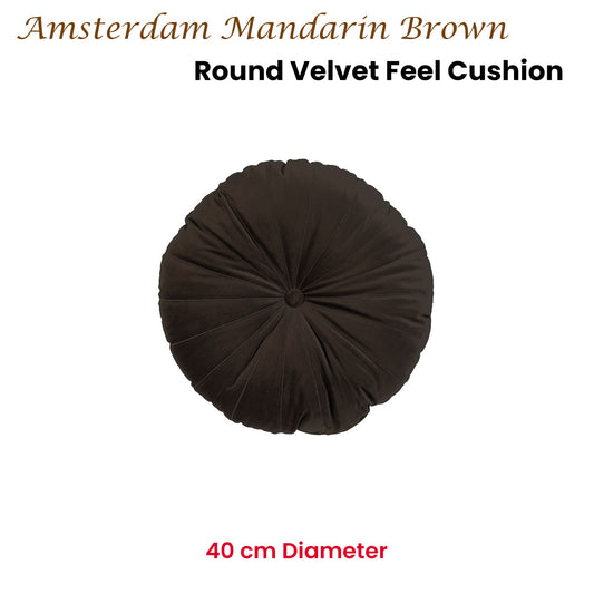 KAAT Amsterdam Mandarin Brown Round Filled Cushion 40cm Diameter