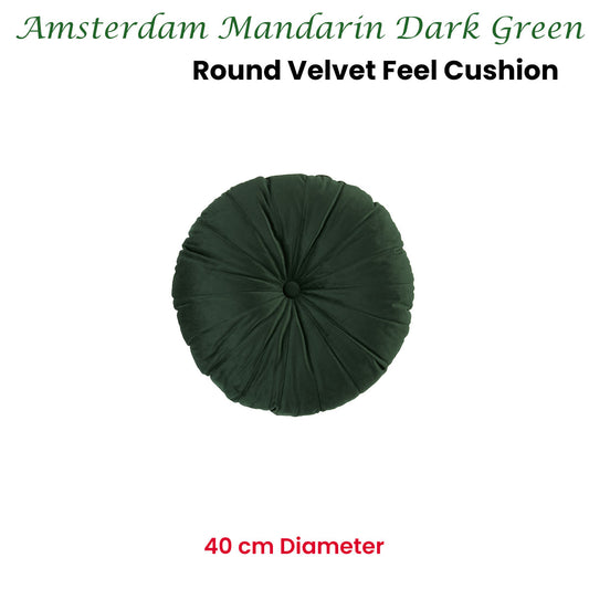 KAAT Amsterdam Mandarin Dark Green Round Filled Cushion 40cm Diameter
