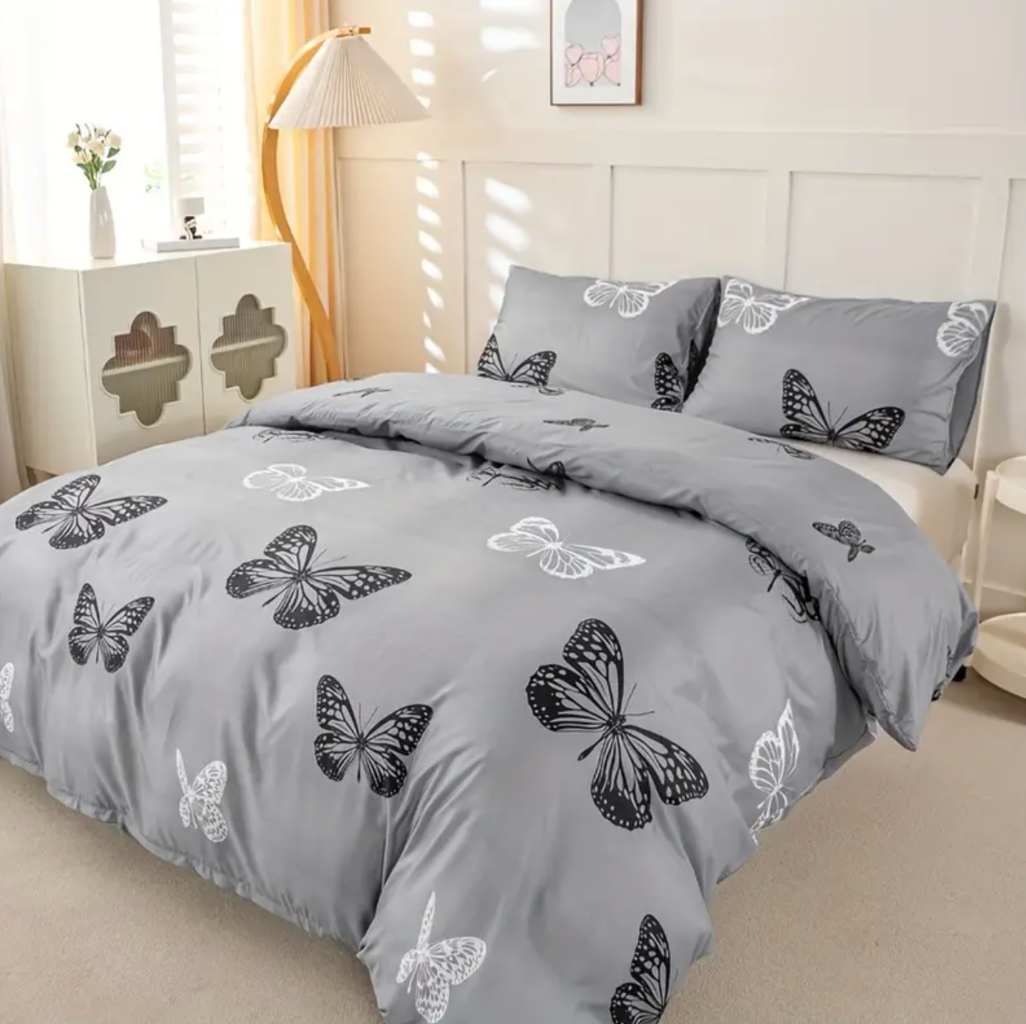 Dreamfields - Mono Papilio Quilt Cover Set - (3pcs, Double Size)