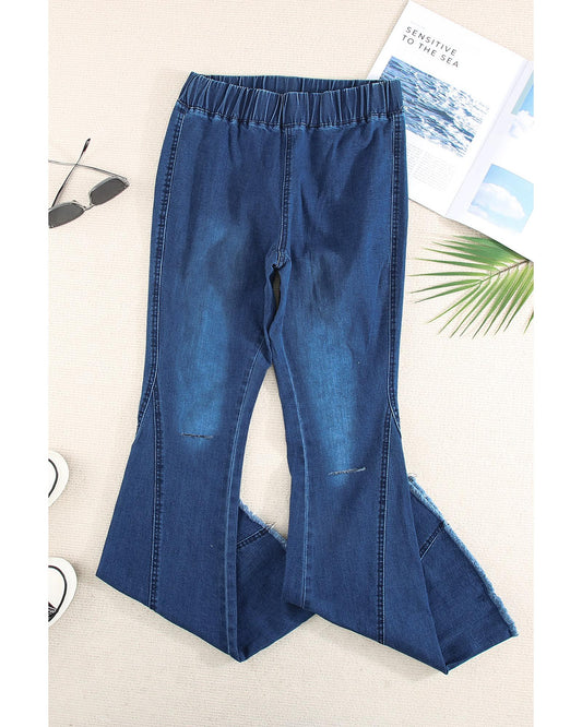 Azura Exchange Distressed Bell Bottom Denim Pants - S