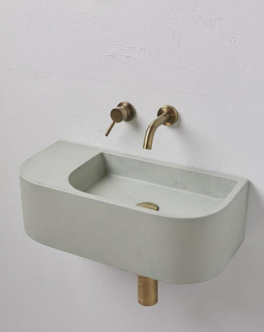 New Concrete Cement Wash Basin Counter Top Matte Mint Green terrazzo finish Wall Hung Basin