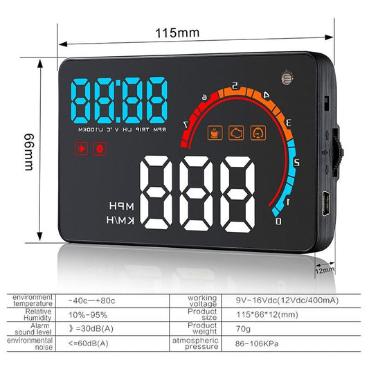 4 Inch Obd2+Gps Head Up Display Car Speed Revolving Speed Water Temp Battery Voltage Running Speed & Distance