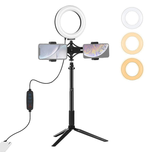 Live Broadcast Phone Bracket & Tripod Mount with Extension Rod & 6.2 Inch Led Ring Light Kit