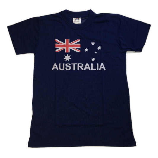 Adult AUSTRALIAN T Shirt Australia Day 100% COTTON Souvenir Tee Top Flag - Blue - Small