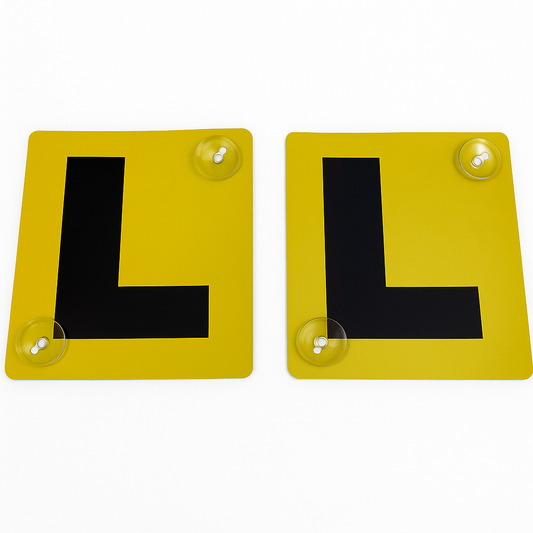 2x LEARNER L PLATES Suction Car Window Signs in Yellow/Black