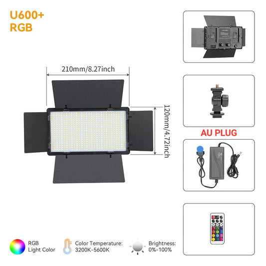HridZ u600rgb RGB LED Video Light – Dimmable Bi-Color, Adjustable RGB, Remote-Controlled Studio Light for Photography, YouTube, Vlogging, and Video Recording
