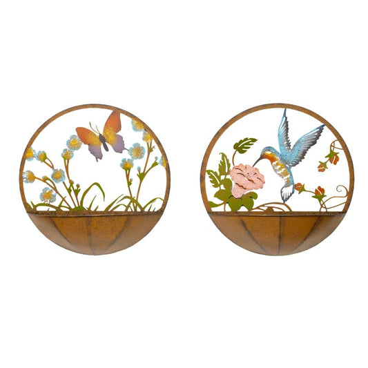 Set 2 Asst Dragonfly + Butterfly Wall Planters 39cm