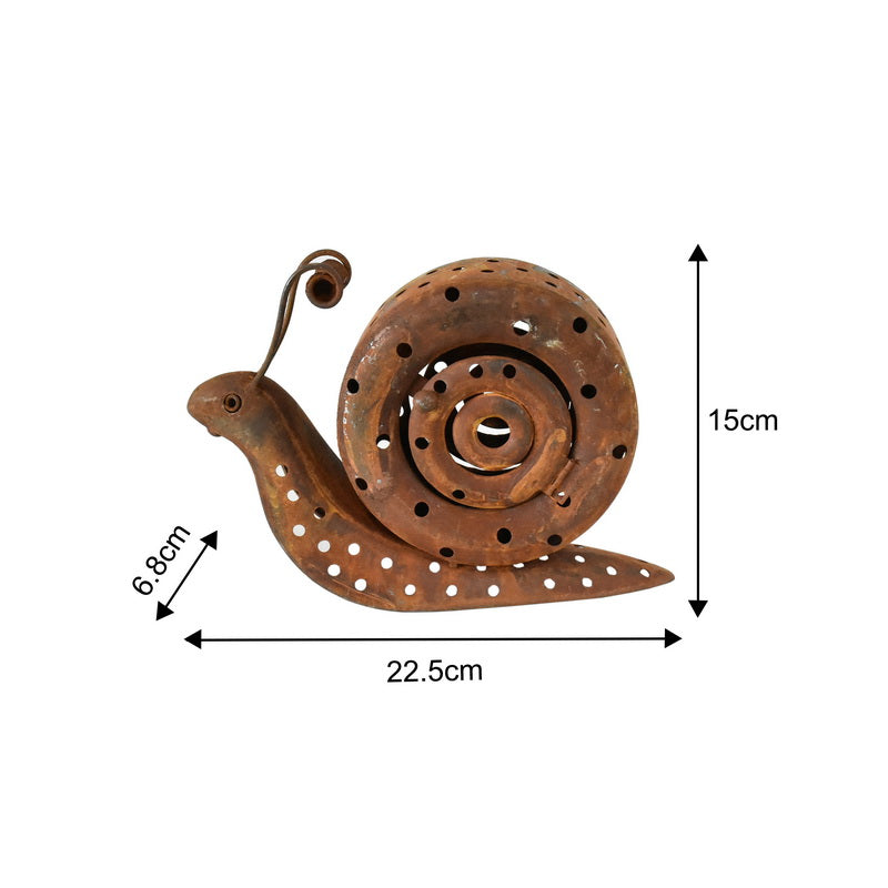 Rust Snail Candle Holder 22cm