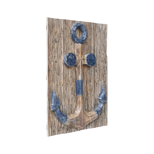 Hand-Carved Anchor Plaque Wall Art 40x60cm