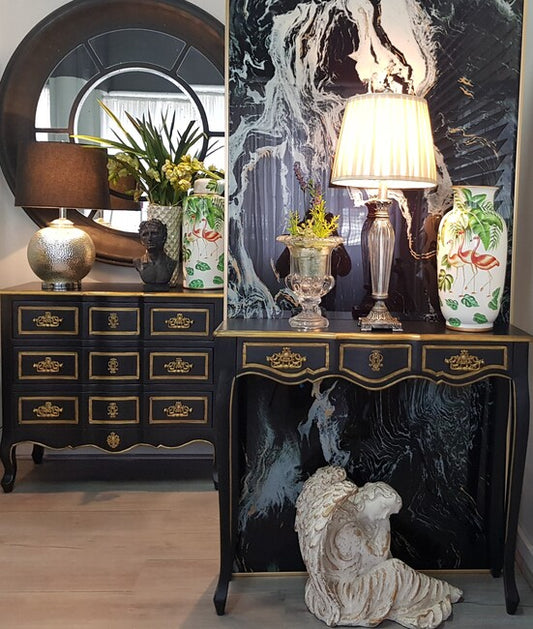 Dynasty Gold Accent Black Pettit Console 95cm