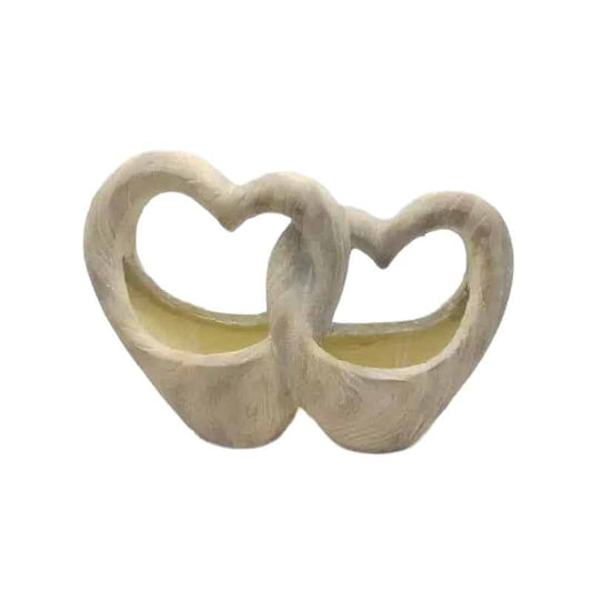 Double Heart Planter w Hole + Plug 49cm