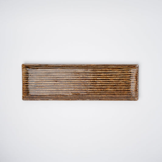 Sashimi Plate 33.2cm Amber Contour Glaze
