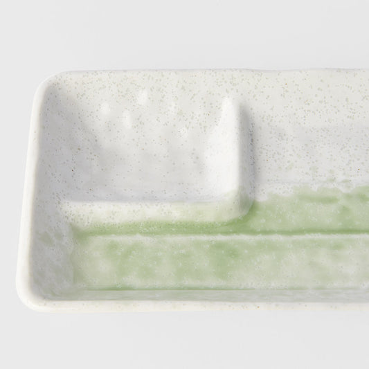 Dumpling Plate 33cm Green Brushstroke