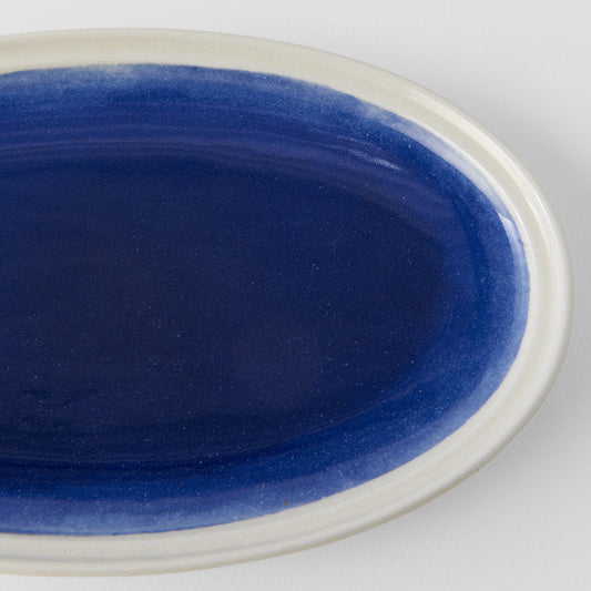 Plate Oval 22cm Ocean Blue Glaze
