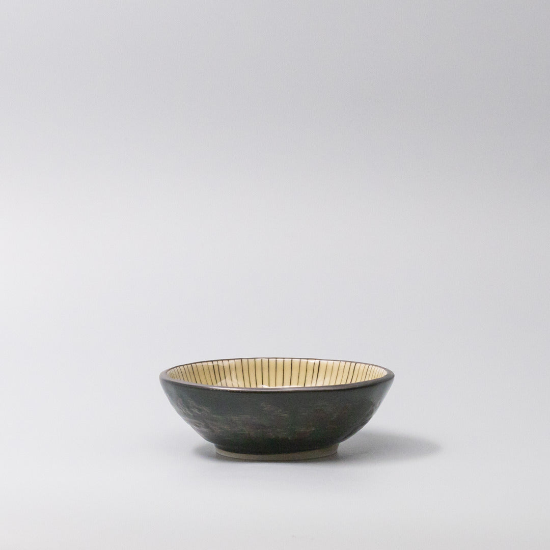 Bowl 13cm Green Converging Line Glaze