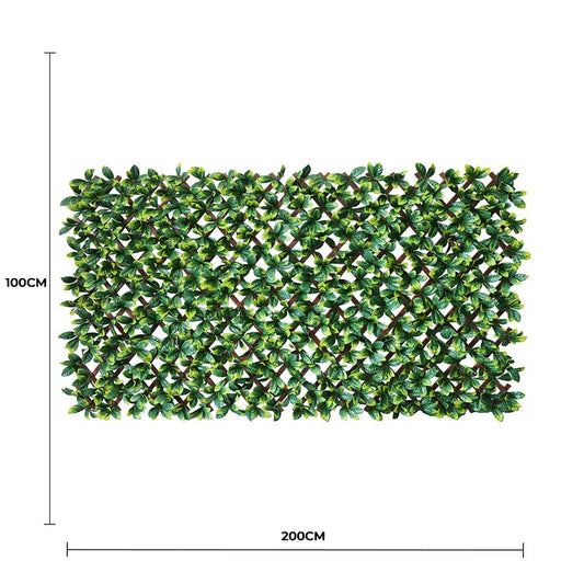 Premium Laurel Leaf Artificial Hedge Extendable Trellis / Screen 2 Meter By 1 Meter UV Resistant (PVC)