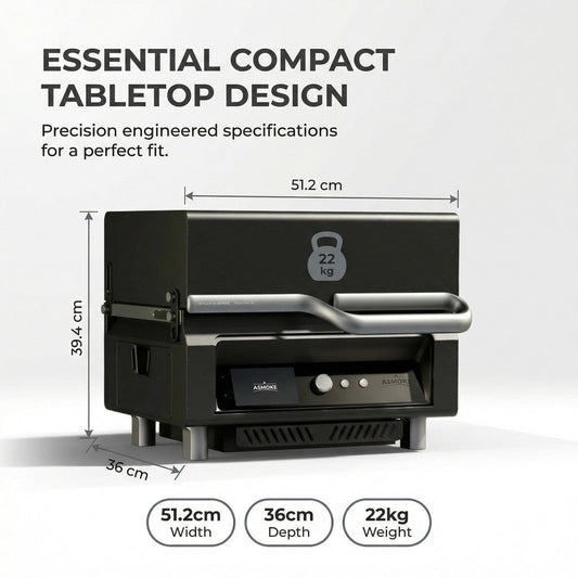 ASMOKE Essential Portable Smart Pellet Grill & Smoker + Assorted Flavors 20LBs (9kg) Premium Wood Pellets (Oak/Cherry/Apple)