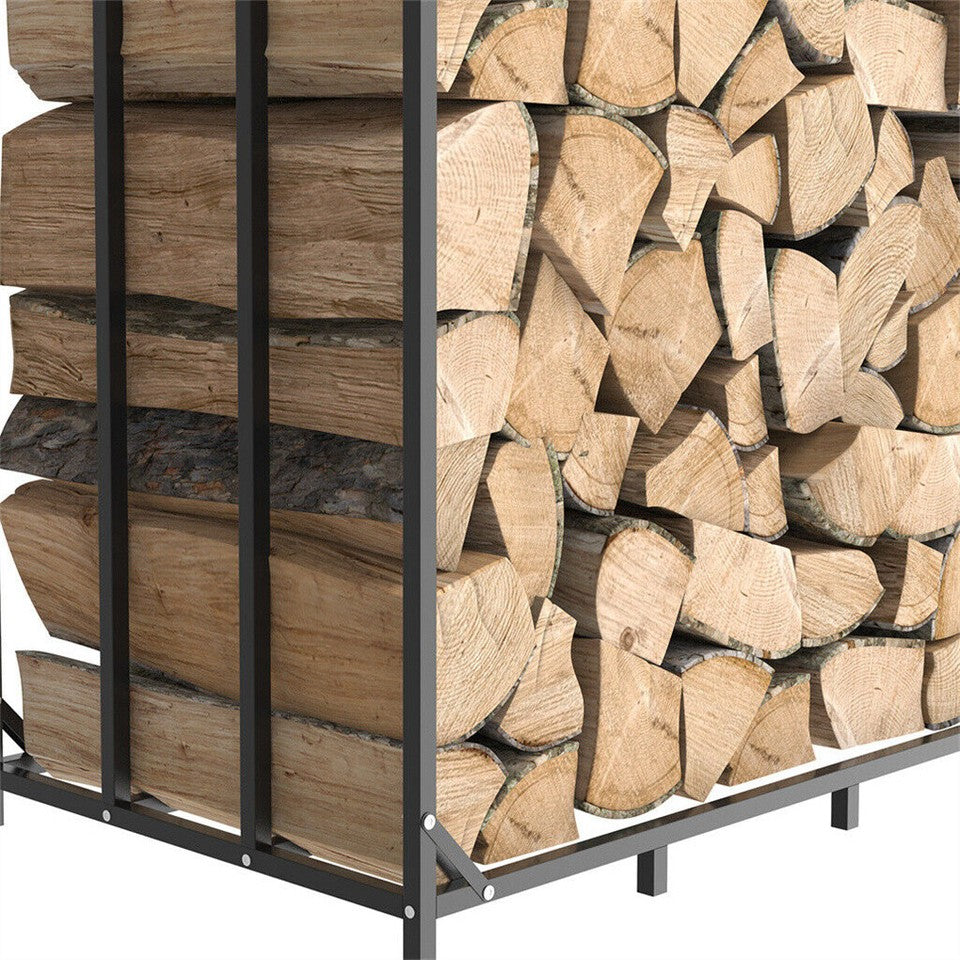 FIN Heavy Duty Firewood Log Rack Large Storage Holder Shed Rack Outdoor Garden Yard