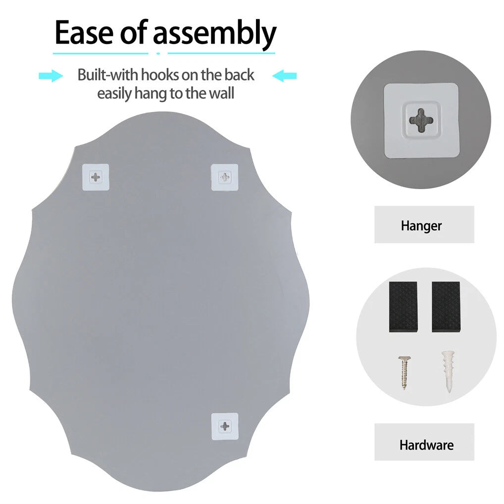 Beveled Silver Oval Wall Mirror Versatile Frameless Design for Vertical or Horizontal Display
