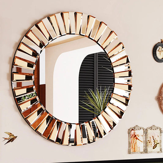 Radiant Sunburst Mirror: Elegant Wall Mounted Decor for Your Living Space
